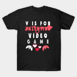 V is for Video Games Shirt Valentine Boys Valentines Day T-Shirt